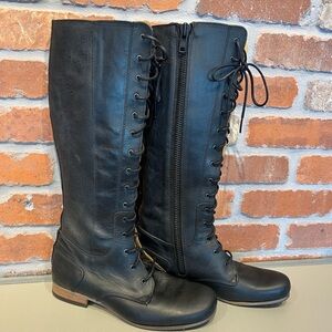 John Fluevog Black Lace Up Boots Smooth Leather